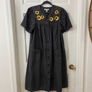 Go Softly Patio Dress Sz S Sunflower Ladybug Muu Muu House Dress Cottagecore VTG